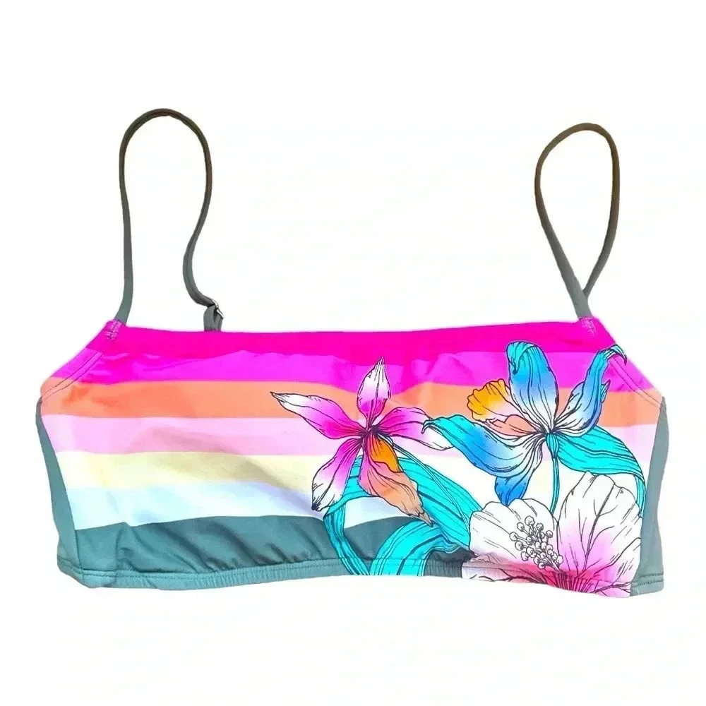 Hobie Floral Bandeau Style Bikini Top size Medium
